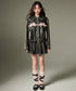 Ribbon Patchwork Faux Leather Jacket